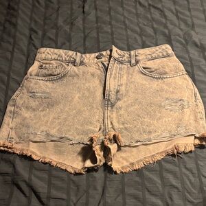 Denim&Co Tan Distressed Jean Shorts